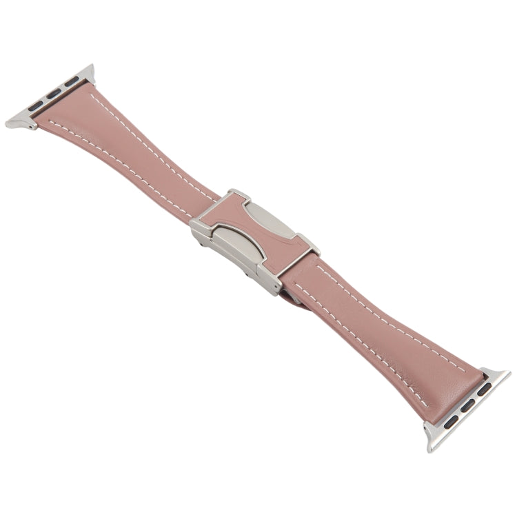 For Apple Watch 42mm / 41mm / 40mm / 38mm Slim Magnetic Buckle Genuine Leather Watch Band