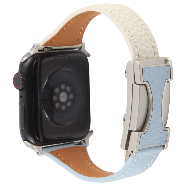 For Apple Watch 42mm / 41mm / 40mm / 38mm Slim Magnetic Buckle Genuine Leather Watch Band