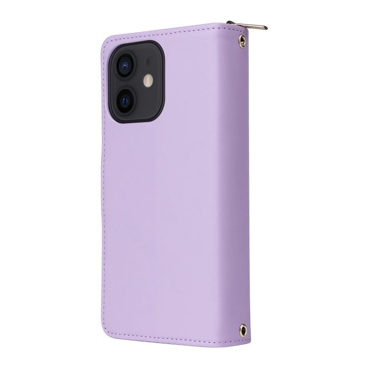 For iPhone 12 / 12 Pro Nine-card Slots Zipper Wallet Bag Leather Phone Case