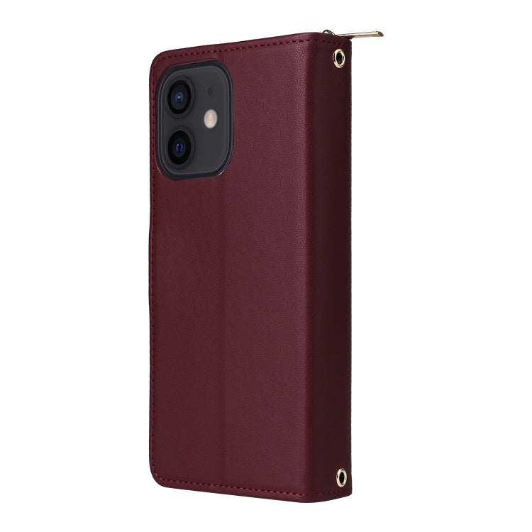 For iPhone 12 / 12 Pro Nine-card Slots Zipper Wallet Bag Leather Phone Case
