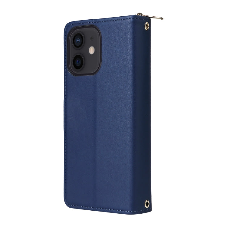 For iPhone 12 / 12 Pro Nine-card Slots Zipper Wallet Bag Leather Phone Case