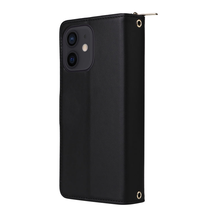 For iPhone 12 / 12 Pro Nine-card Slots Zipper Wallet Bag Leather Phone Case