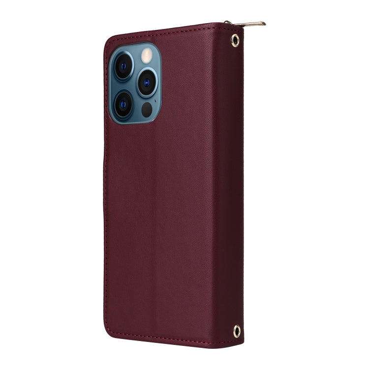 For iPhone 12 Pro Max Nine-card Slots Zipper Wallet Bag Leather Phone Case