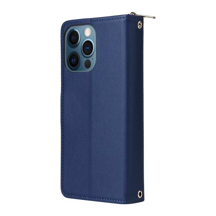 For iPhone 12 Pro Max Nine-card Slots Zipper Wallet Bag Leather Phone Case