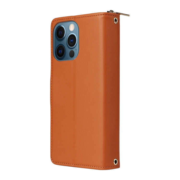 For iPhone 12 Pro Max Nine-card Slots Zipper Wallet Bag Leather Phone Case