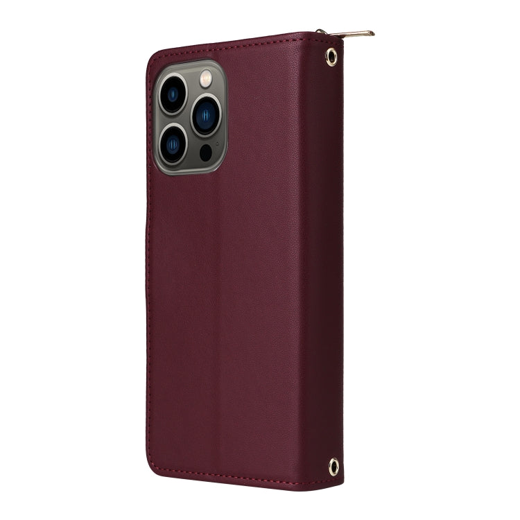 For iPhone 13 Pro Nine-card Slots Zipper Wallet Bag Leather Phone Case