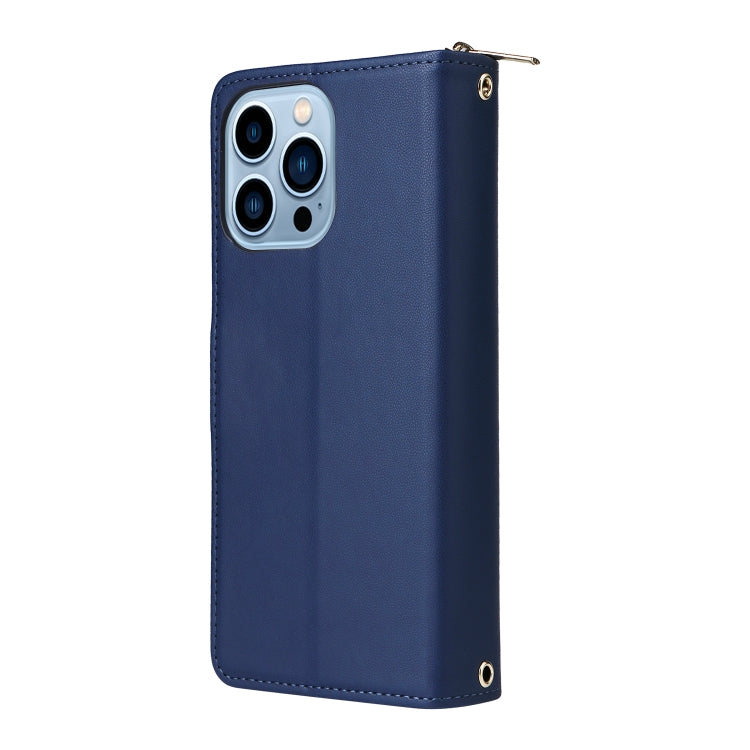 For iPhone 13 Pro Max Nine-card Slots Zipper Wallet Bag Leather Phone Case