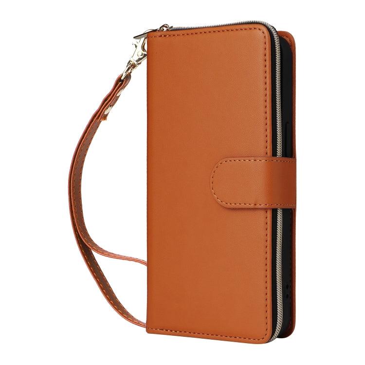 For iPhone 13 Pro Max Nine-card Slots Zipper Wallet Bag Leather Phone Case