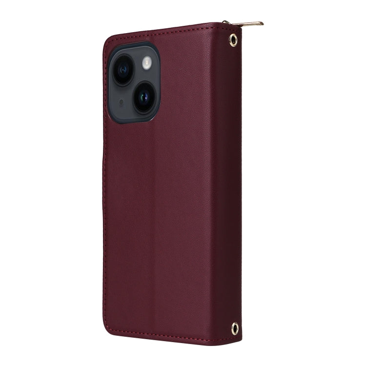 For iPhone 14 / 13 Nine-card Slots Zipper Wallet Bag Leather Phone Case