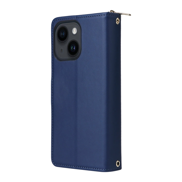 For iPhone 14 / 13 Nine-card Slots Zipper Wallet Bag Leather Phone Case