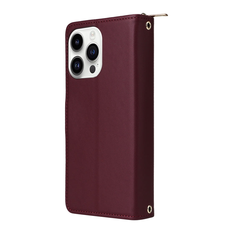 For iPhone 14 Pro Nine-card Slots Zipper Wallet Bag Leather Phone Case