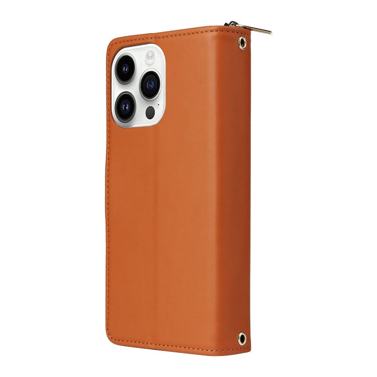 For iPhone 14 Pro Nine-card Slots Zipper Wallet Bag Leather Phone Case