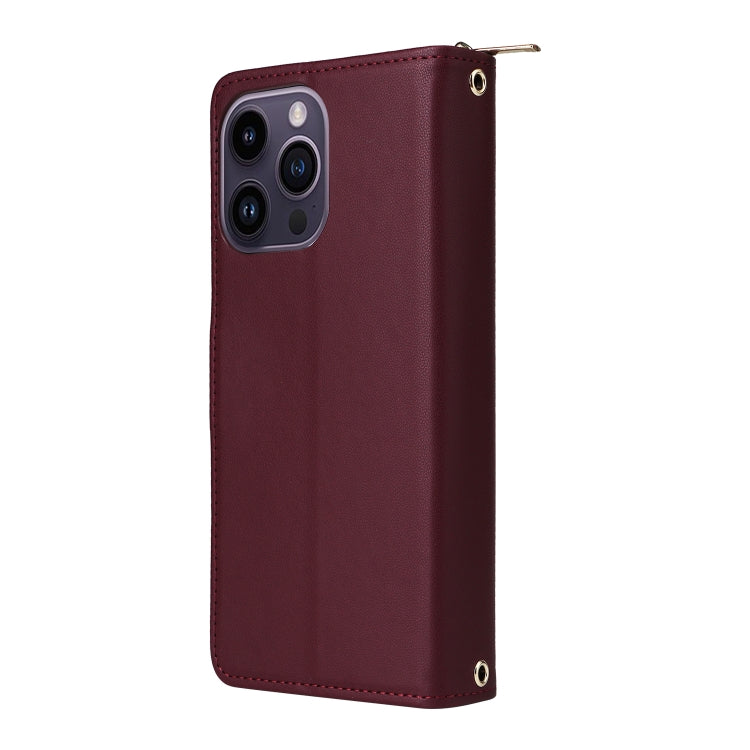 For iPhone 14 Pro Max Nine-card Slots Zipper Wallet Bag Leather Phone Case