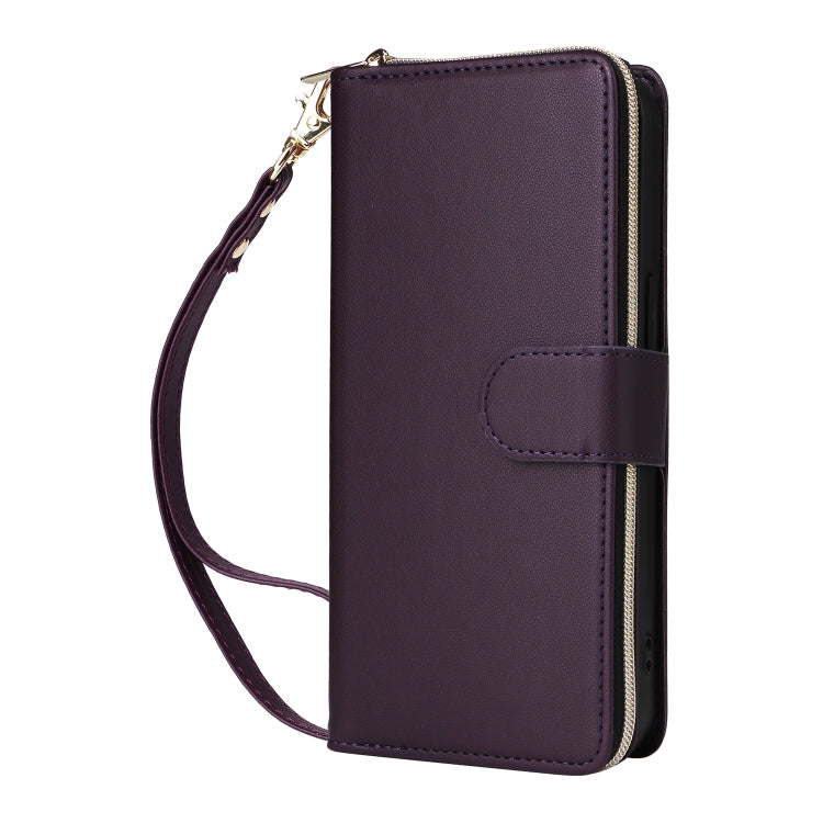 For iPhone 14 Pro Max Nine-card Slots Zipper Wallet Bag Leather Phone Case