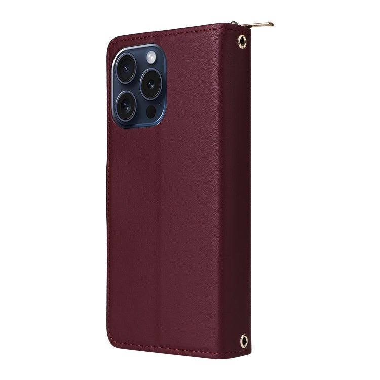 For iPhone 15 Pro Nine-card Slots Zipper Wallet Bag Leather Phone Case