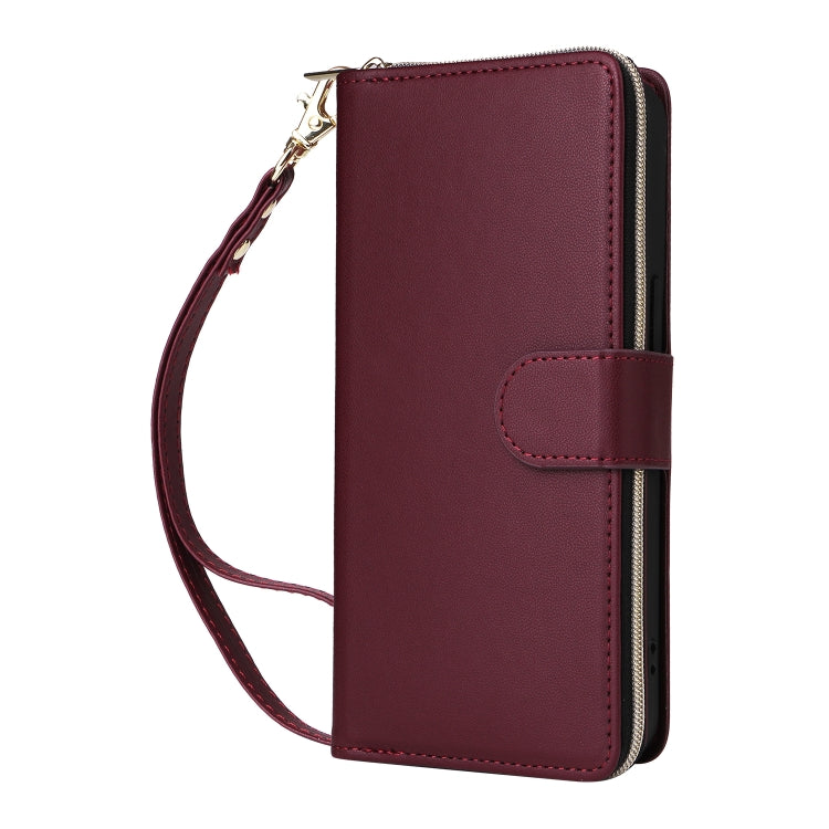 For iPhone 16 Pro Nine-card Slots Zipper Wallet Bag Leather Phone Case