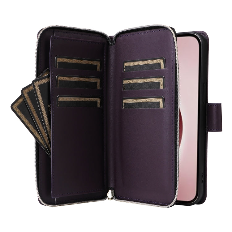 For iPhone 16 Pro Nine-card Slots Zipper Wallet Bag Leather Phone Case