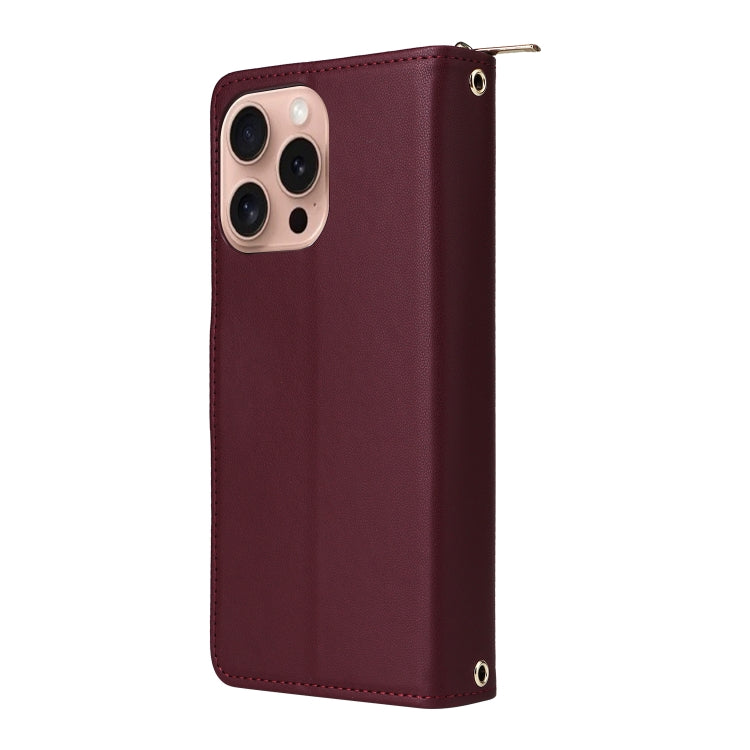 For iPhone 16 Pro Max Nine-card Slots Zipper Wallet Bag Leather Phone Case