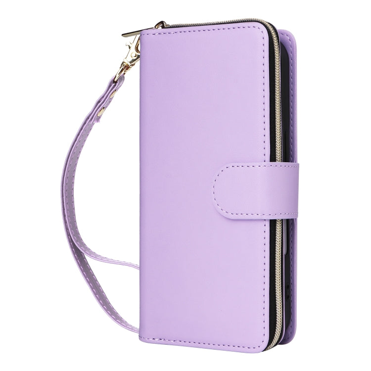 For iPhone 16 Nine-card Slots Zipper Wallet Bag Leather Phone Case