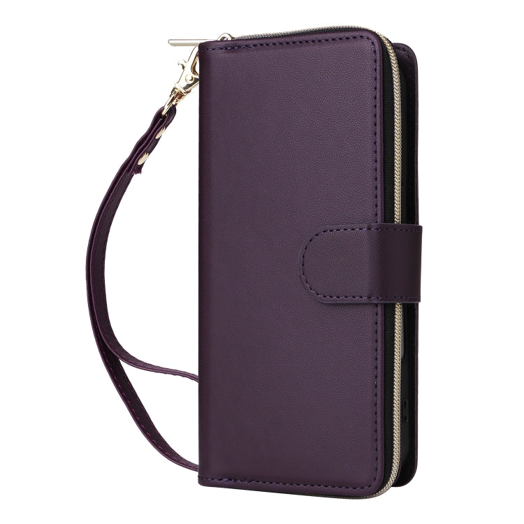 For iPhone 16 Nine-card Slots Zipper Wallet Bag Leather Phone Case