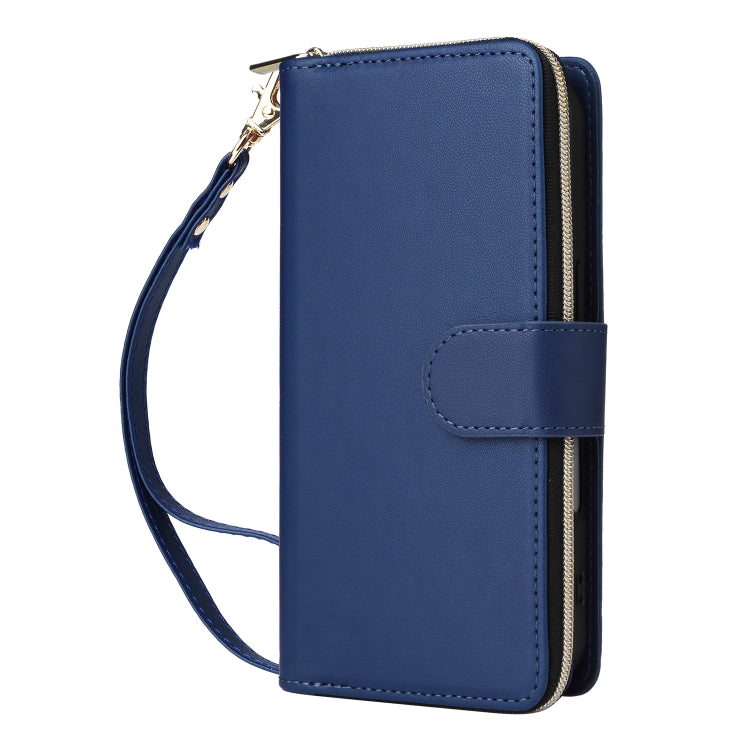 For iPhone 16 Nine-card Slots Zipper Wallet Bag Leather Phone Case
