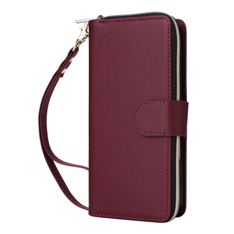 For iPhone 16 Plus Nine-card Slots Zipper Wallet Bag Leather Phone Case
