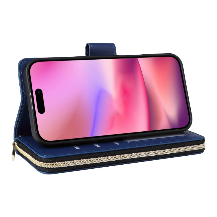For iPhone 16 Plus Nine-card Slots Zipper Wallet Bag Leather Phone Case