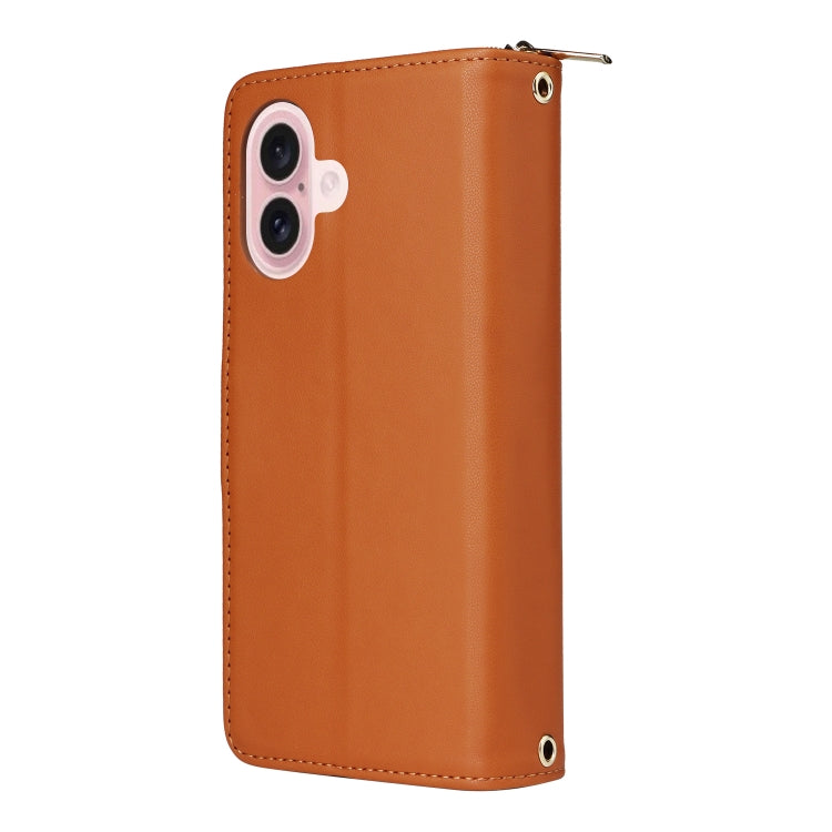 For iPhone 16 Plus Nine-card Slots Zipper Wallet Bag Leather Phone Case