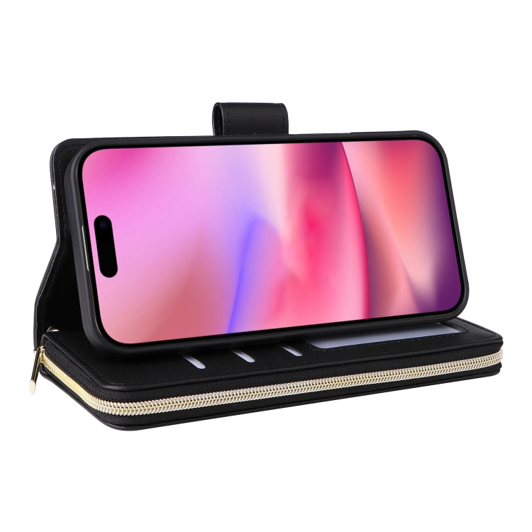 For iPhone 16 Plus Nine-card Slots Zipper Wallet Bag Leather Phone Case