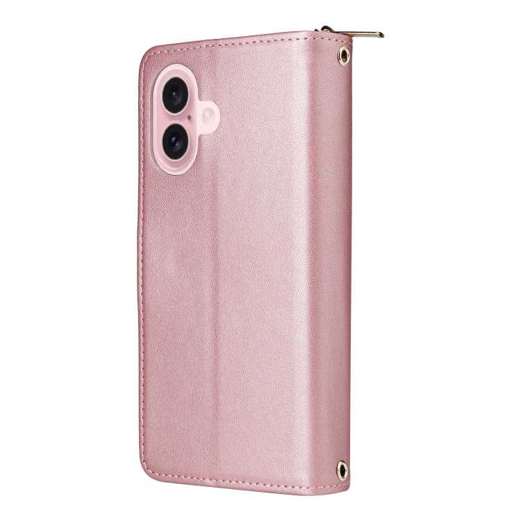 For iPhone 16 Plus Nine-card Slots Zipper Wallet Bag Leather Phone Case