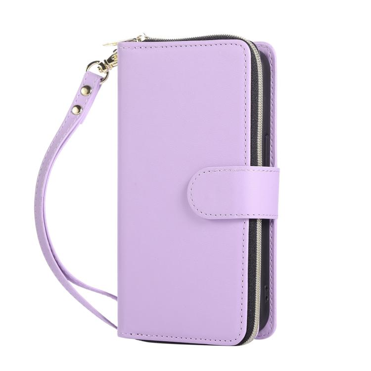 For iPhone 17e / 16e Nine-card Slots Zipper Wallet Bag Leather Phone Case