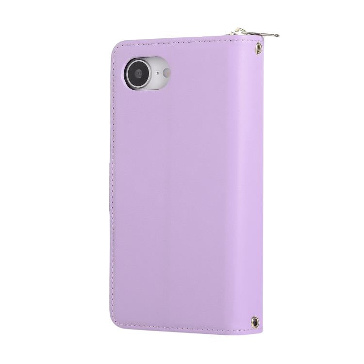 For iPhone 17e / 16e Nine-card Slots Zipper Wallet Bag Leather Phone Case