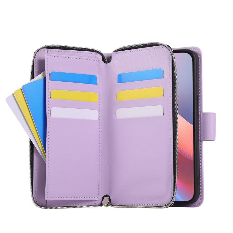 For iPhone 17e / 16e Nine-card Slots Zipper Wallet Bag Leather Phone Case
