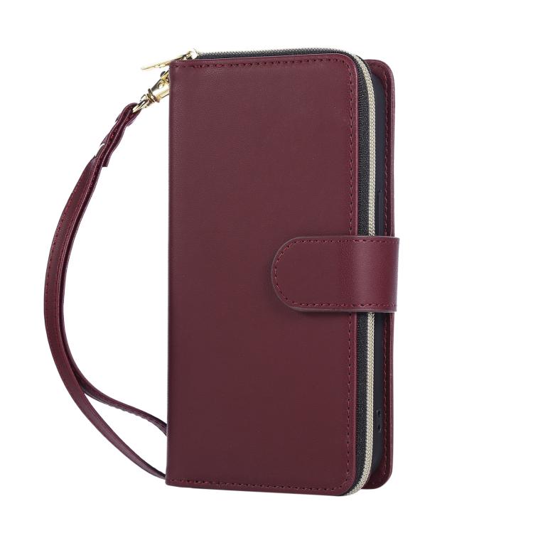 For iPhone 17e / 16e Nine-card Slots Zipper Wallet Bag Leather Phone Case