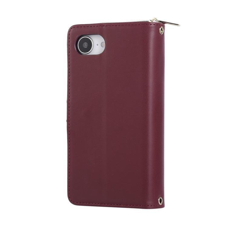 For iPhone 17e / 16e Nine-card Slots Zipper Wallet Bag Leather Phone Case