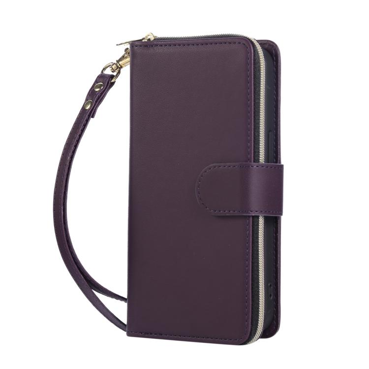 For iPhone 17e / 16e Nine-card Slots Zipper Wallet Bag Leather Phone Case