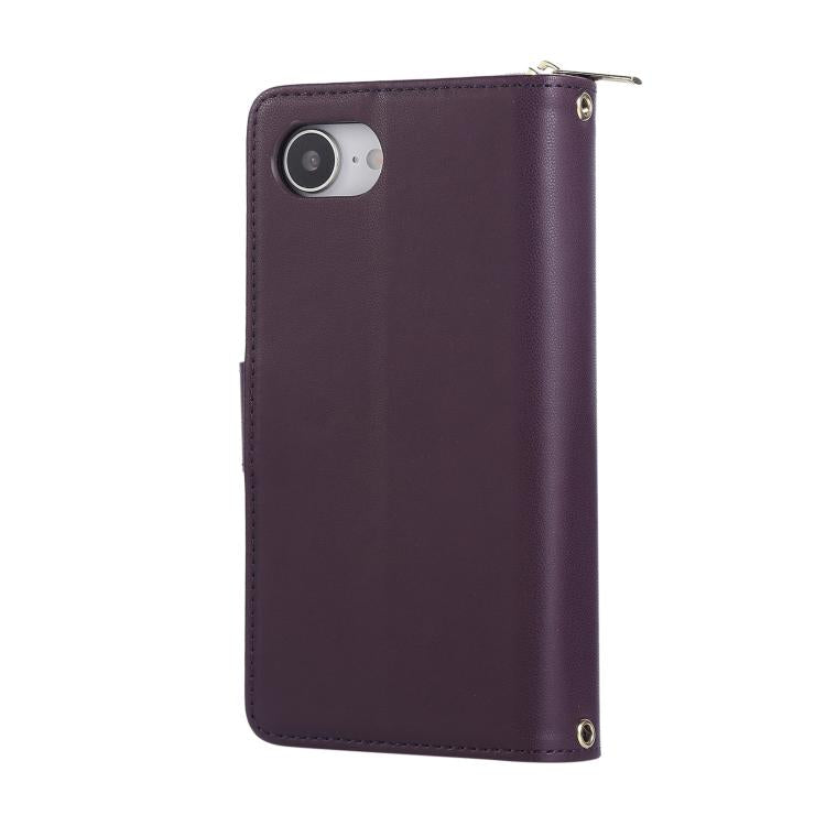 For iPhone 17e / 16e Nine-card Slots Zipper Wallet Bag Leather Phone Case