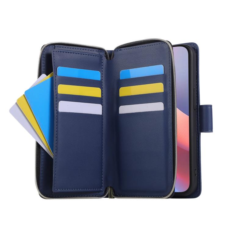 For iPhone 17e / 16e Nine-card Slots Zipper Wallet Bag Leather Phone Case