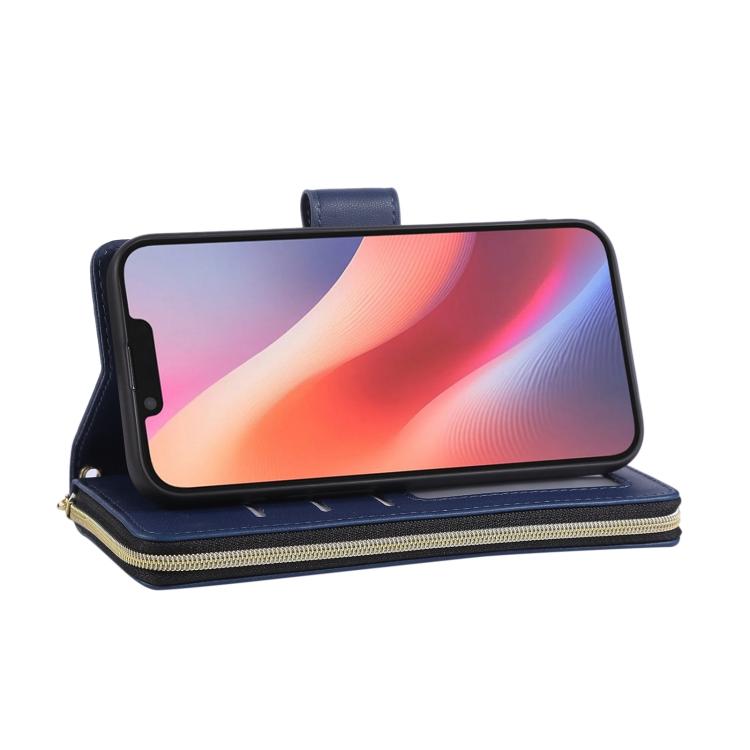 For iPhone 17e / 16e Nine-card Slots Zipper Wallet Bag Leather Phone Case