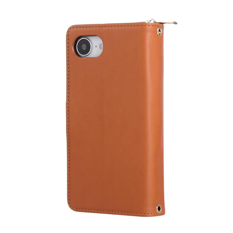 For iPhone 17e / 16e Nine-card Slots Zipper Wallet Bag Leather Phone Case