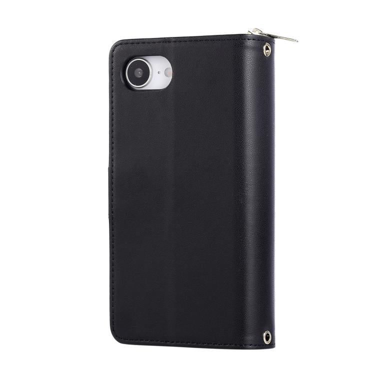 For iPhone 17e / 16e Nine-card Slots Zipper Wallet Bag Leather Phone Case