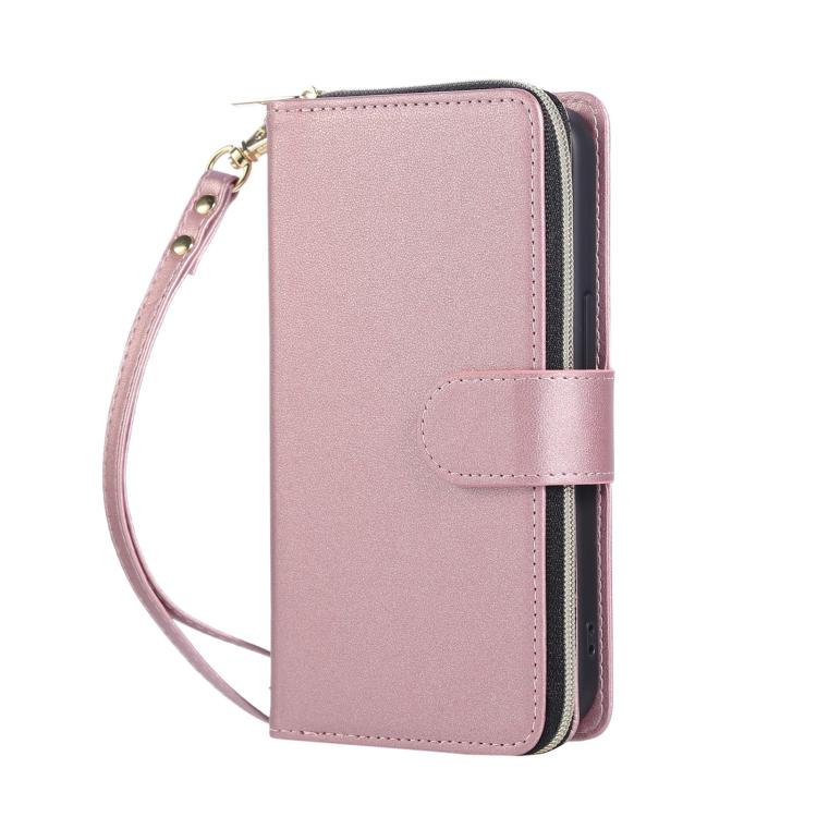 For iPhone 17e / 16e Nine-card Slots Zipper Wallet Bag Leather Phone Case