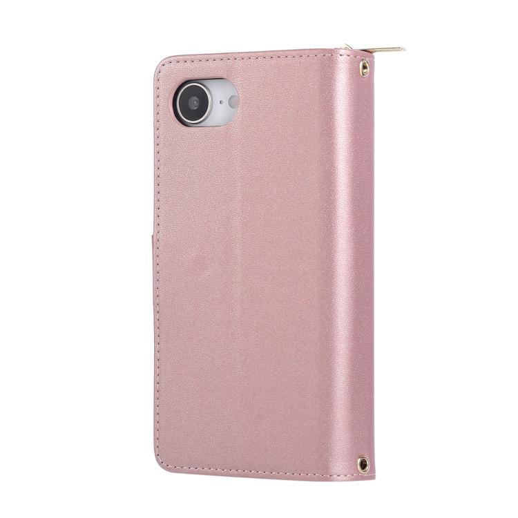 For iPhone 17e / 16e Nine-card Slots Zipper Wallet Bag Leather Phone Case