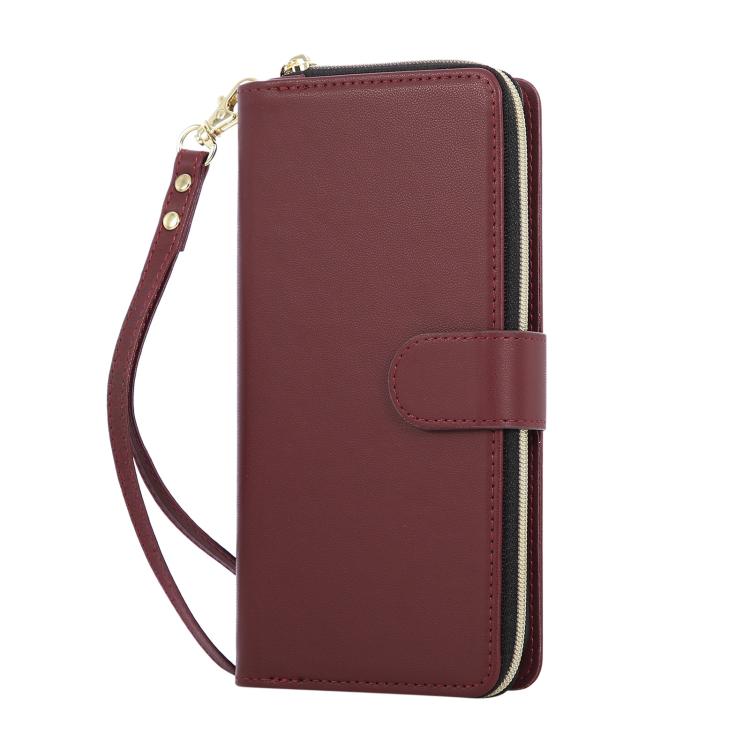 For iPhone 17 Pro Max Nine-card Slots Zipper Wallet Bag Leather Phone Case