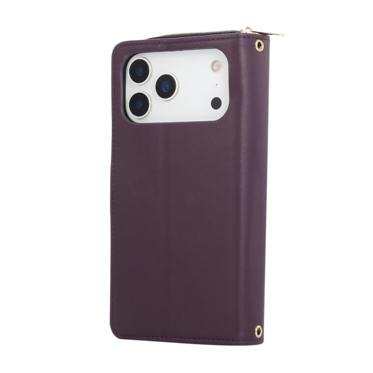 For iPhone 17 Pro Max Nine-card Slots Zipper Wallet Bag Leather Phone Case