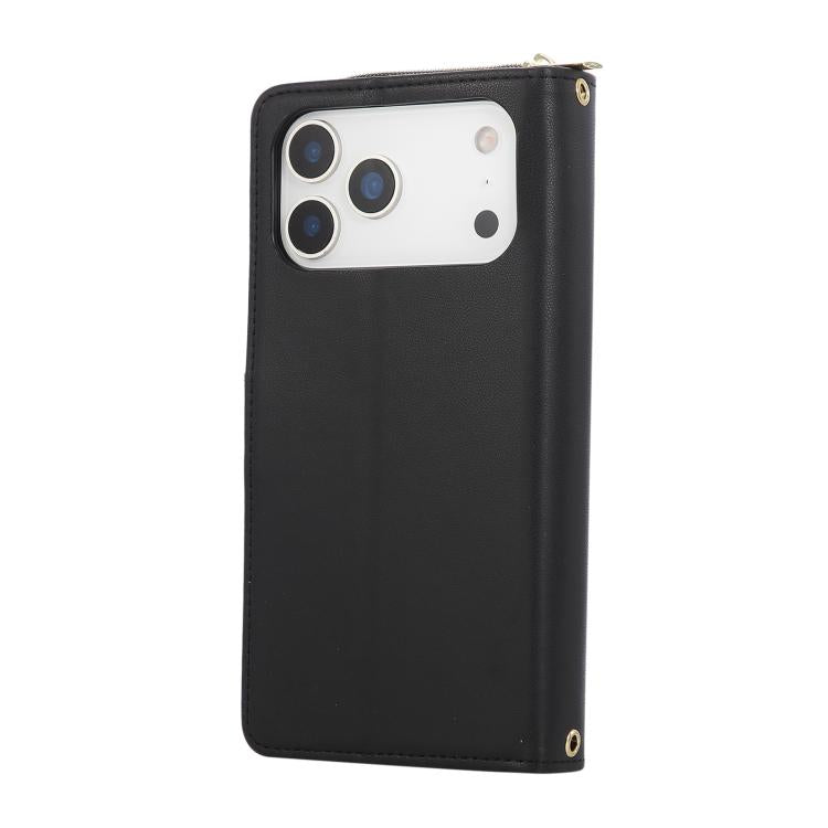 For iPhone 17 Pro Max Nine-card Slots Zipper Wallet Bag Leather Phone Case