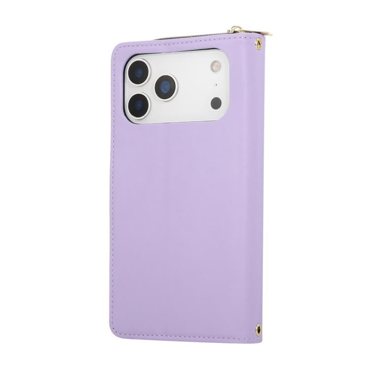 For iPhone 17 Pro Nine-card Slots Zipper Wallet Bag Leather Phone Case