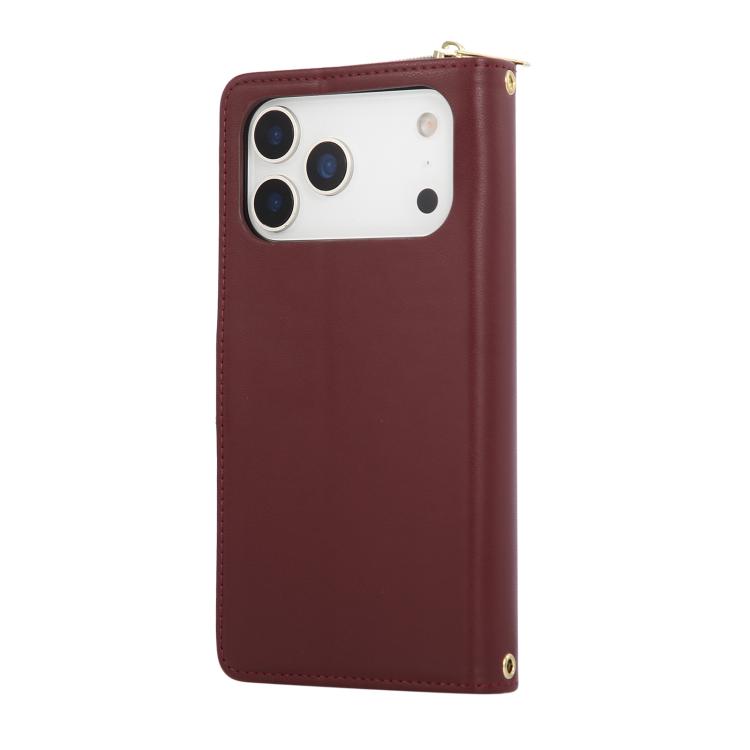 For iPhone 17 Pro Nine-card Slots Zipper Wallet Bag Leather Phone Case
