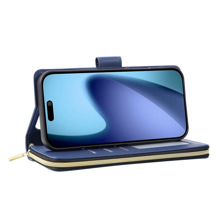 For iPhone 17 Pro Nine-card Slots Zipper Wallet Bag Leather Phone Case