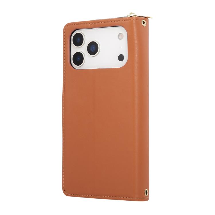 For iPhone 17 Pro Nine-card Slots Zipper Wallet Bag Leather Phone Case